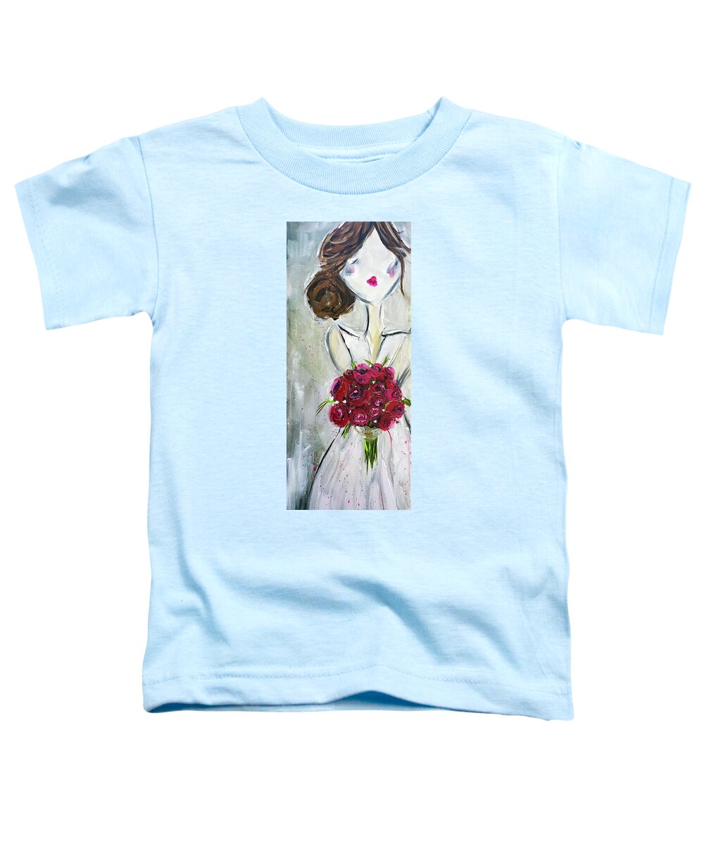 Bride Toddler T-Shirt featuring the painting Blushing Bride by Roxy Rich