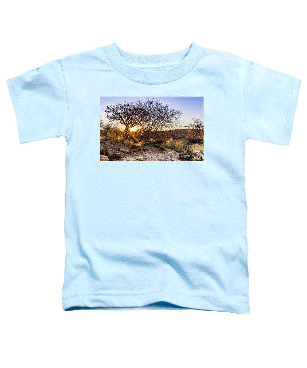 Sunset Toddler T-Shirt featuring the photograph Sunset in the Erongo bush by Lyl Dil Creations