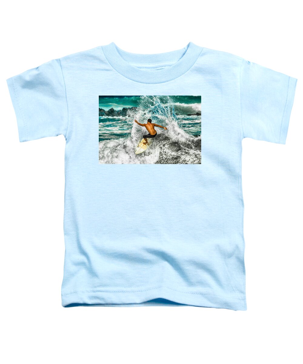 Beach Toddler T-Shirt featuring the photograph Surf Splash by Eye Olating Images