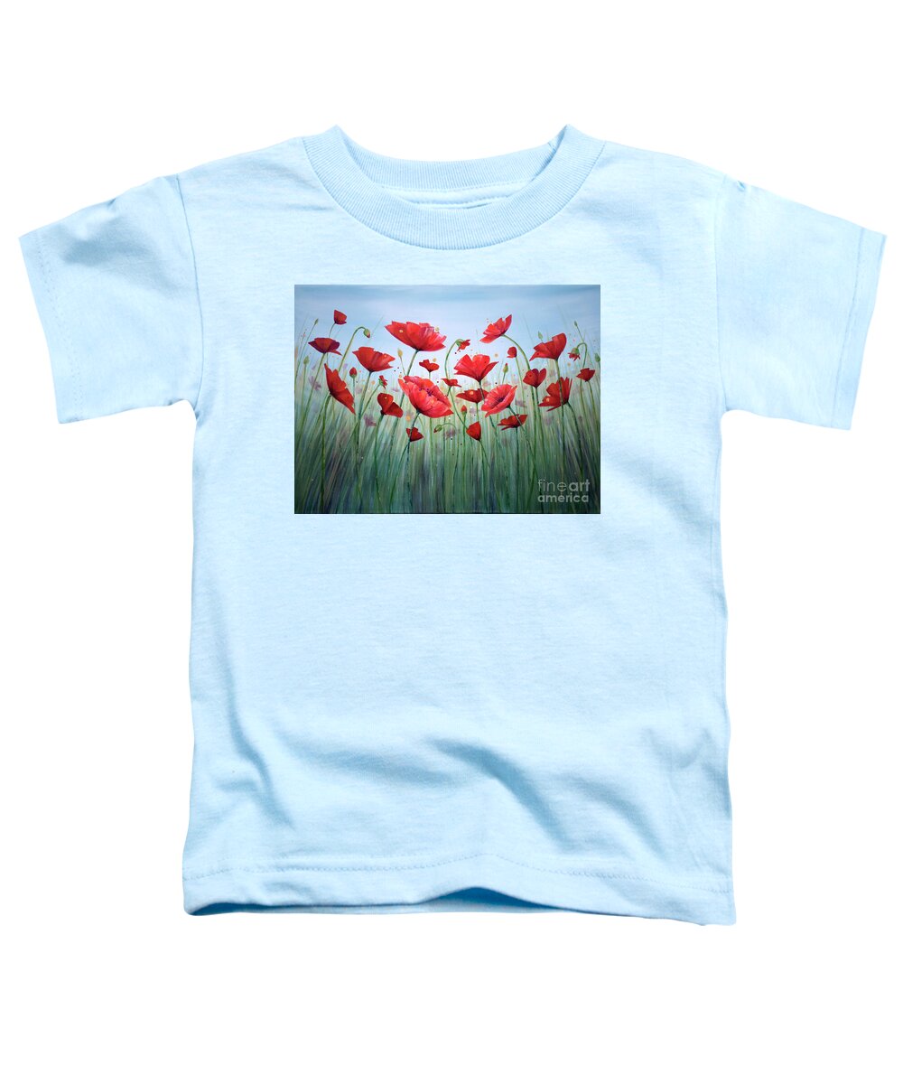 Poppies Toddler T-Shirt featuring the painting Surrounded by Annie Troe