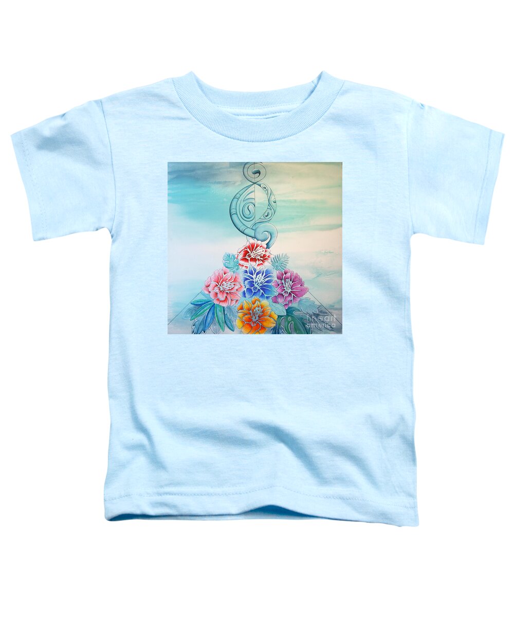 Flowers Toddler T-Shirt featuring the painting Tropicana meets Pacifica by Reina Cottier