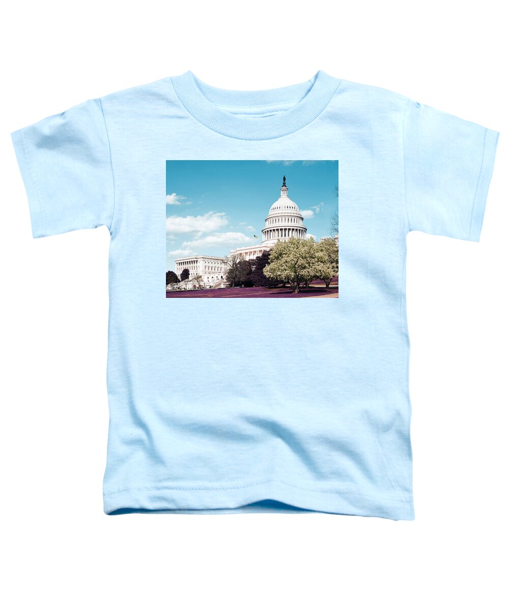 Colorful Toddler T-Shirt featuring the painting U.S. Capitol Building, Washington D.C. Original image from Carol M. Highsmith v3 by Celestial Images