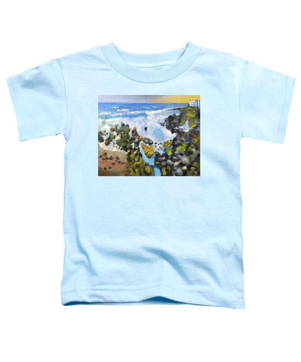 Yachats Toddler T-Shirt featuring the painting Yachats Surf by Mike Bergen