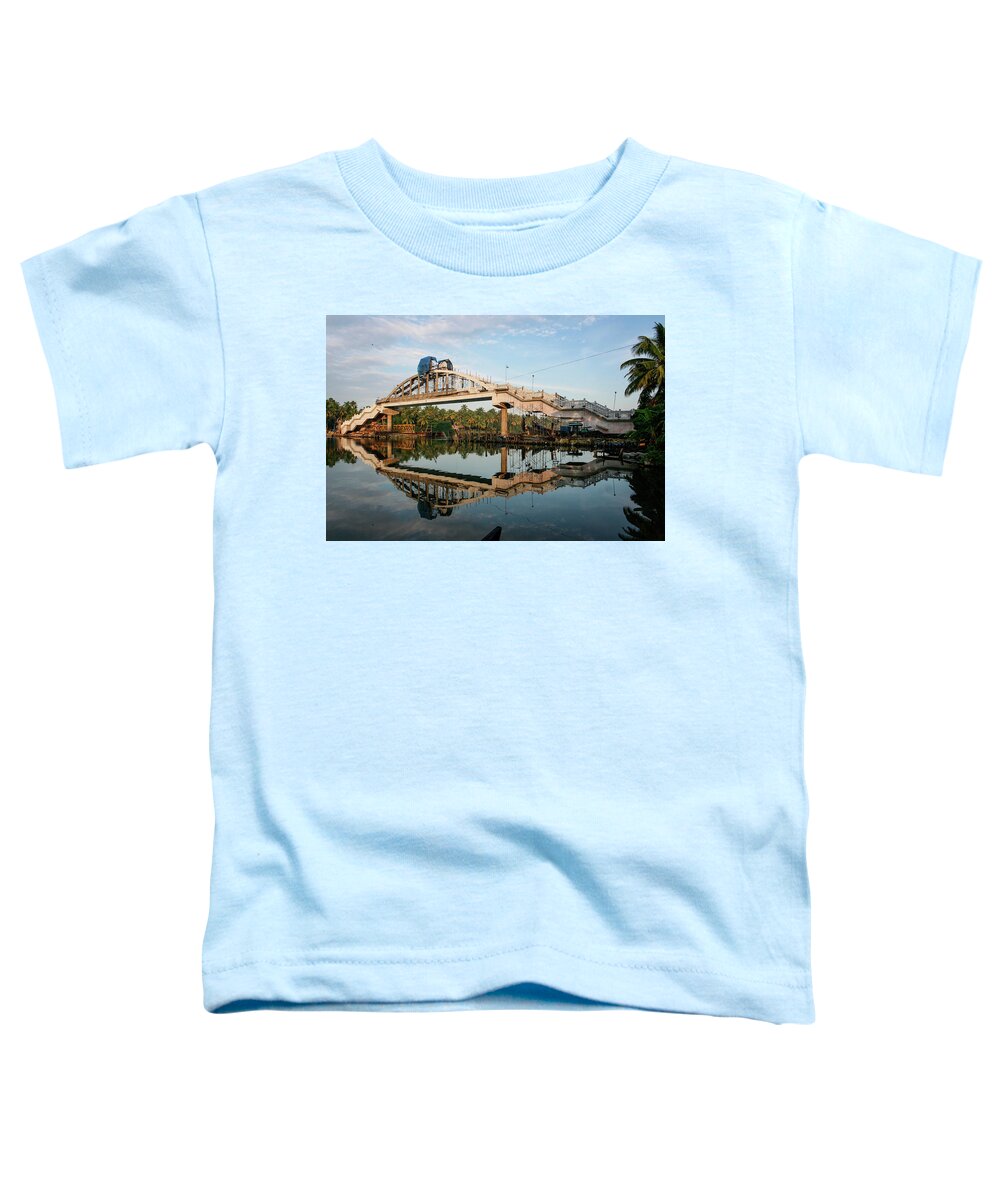 Amritasethu Toddler T-Shirt featuring the photograph Amritapuri Amritasetu Construction by Sonny Marcyan