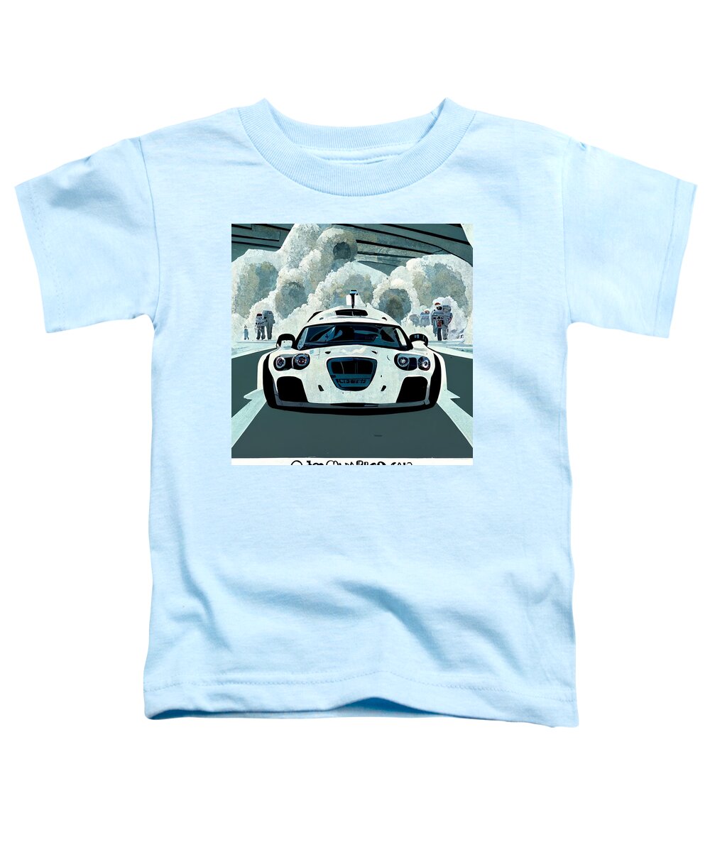 Cool Toddler T-Shirt featuring the painting Cool Cartoon The Stig Top Gear Show Driving A Car D27276c2 1dc4 442d 4e78 Dd764d266a62 by MotionAge Designs