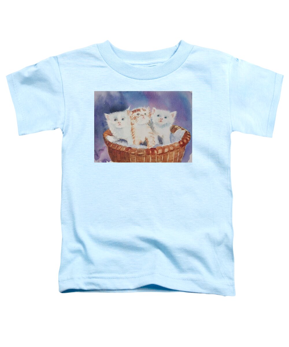 Kittens Toddler T-Shirt featuring the painting Kitty Litter #1 by Sandie Croft