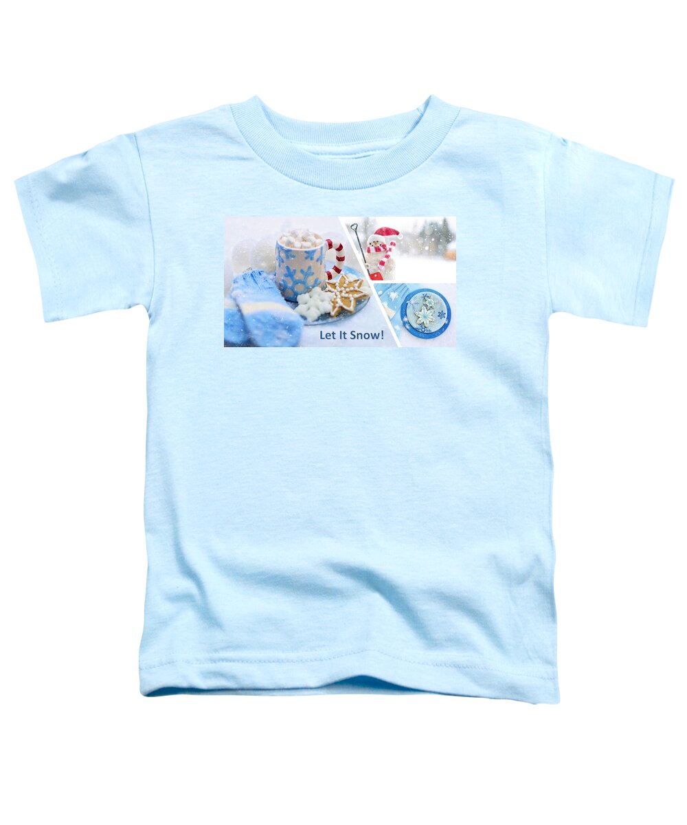 Snow Toddler T-Shirt featuring the photograph Let It Snow in Blue Tones by Nancy Ayanna Wyatt