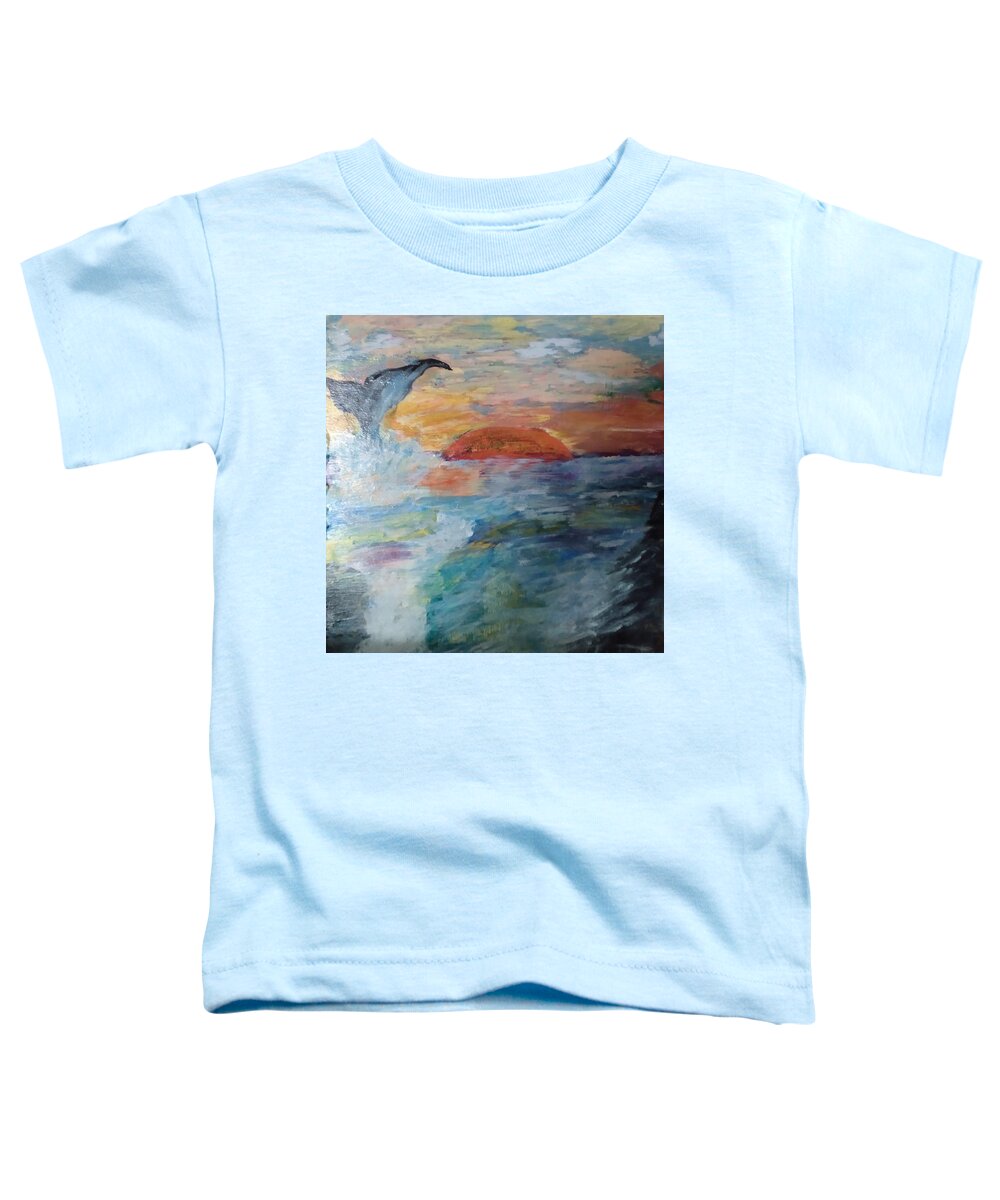 Whale Toddler T-Shirt featuring the painting Whale at Sunset by Suzanne Berthier