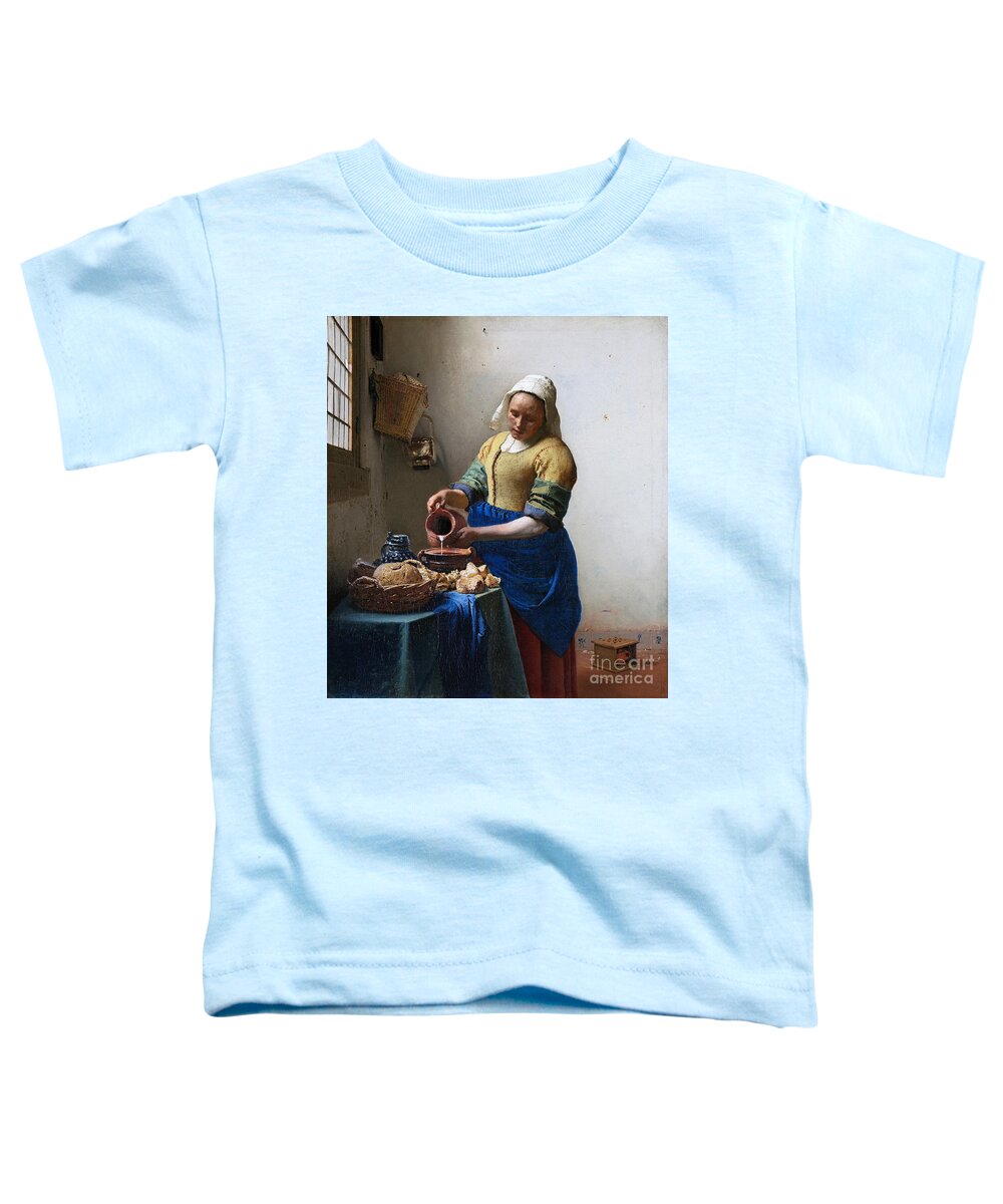 1657 Toddler T-Shirt featuring the painting The Milkmaid #10 by Johannes Vermeer