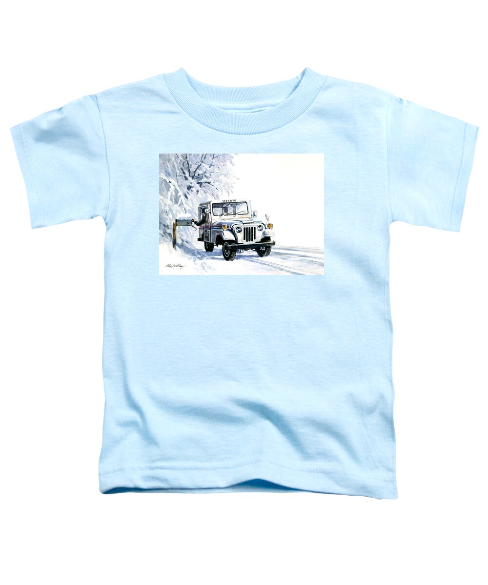 John Swatsley Toddler T-Shirt featuring the painting 1980s U.S. Postal Service Jeep by John Swatsley