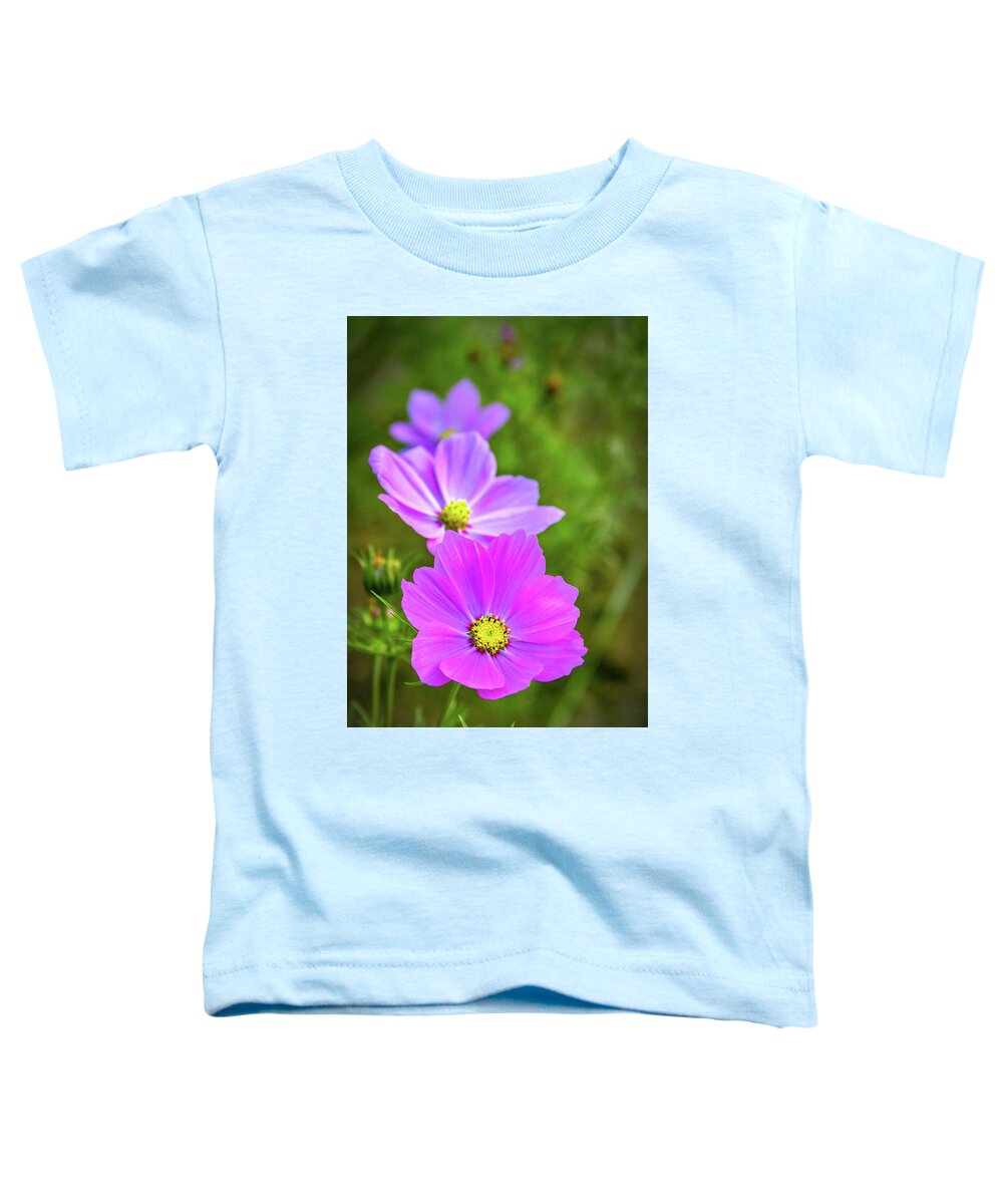 Green Background Toddler T-Shirt featuring the photograph Cosmos Flower #2 by Carlos Caetano