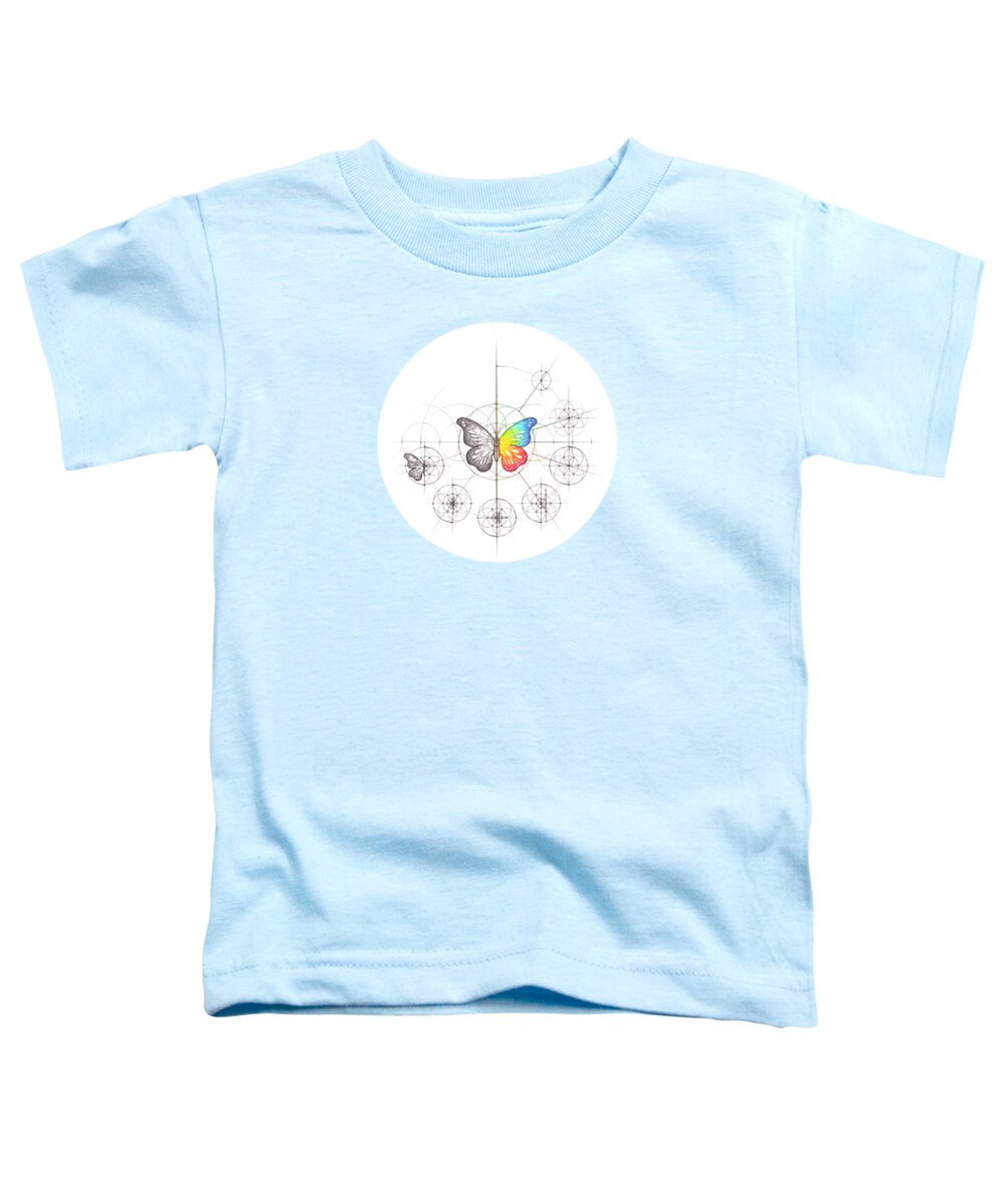 Butterfly Toddler T-Shirt featuring the drawing Intuitive Geometry Butterfly #2 by Nathalie Strassburg