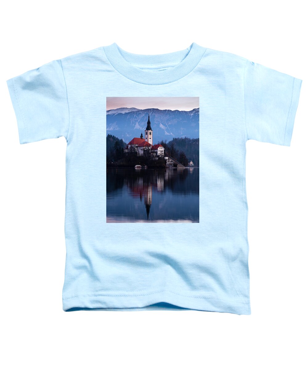 Bled Toddler T-Shirt featuring the photograph Lake Bled and the Island church #3 by Ian Middleton