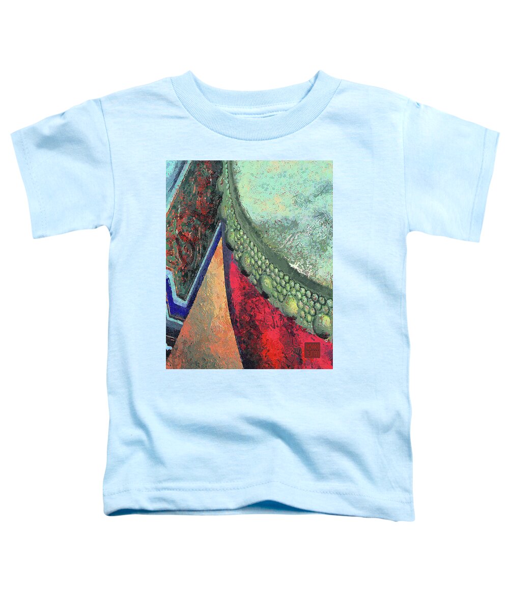 Architecture Toddler T-Shirt featuring the mixed media 477 Drum Head Architectural Detail Drum Tower, Xian, China by Richard Neuman Abstract Art