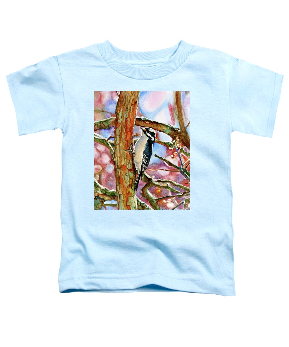 Placer Arts Toddler T-Shirt featuring the painting #546 Woodpecker #546 by William Lum