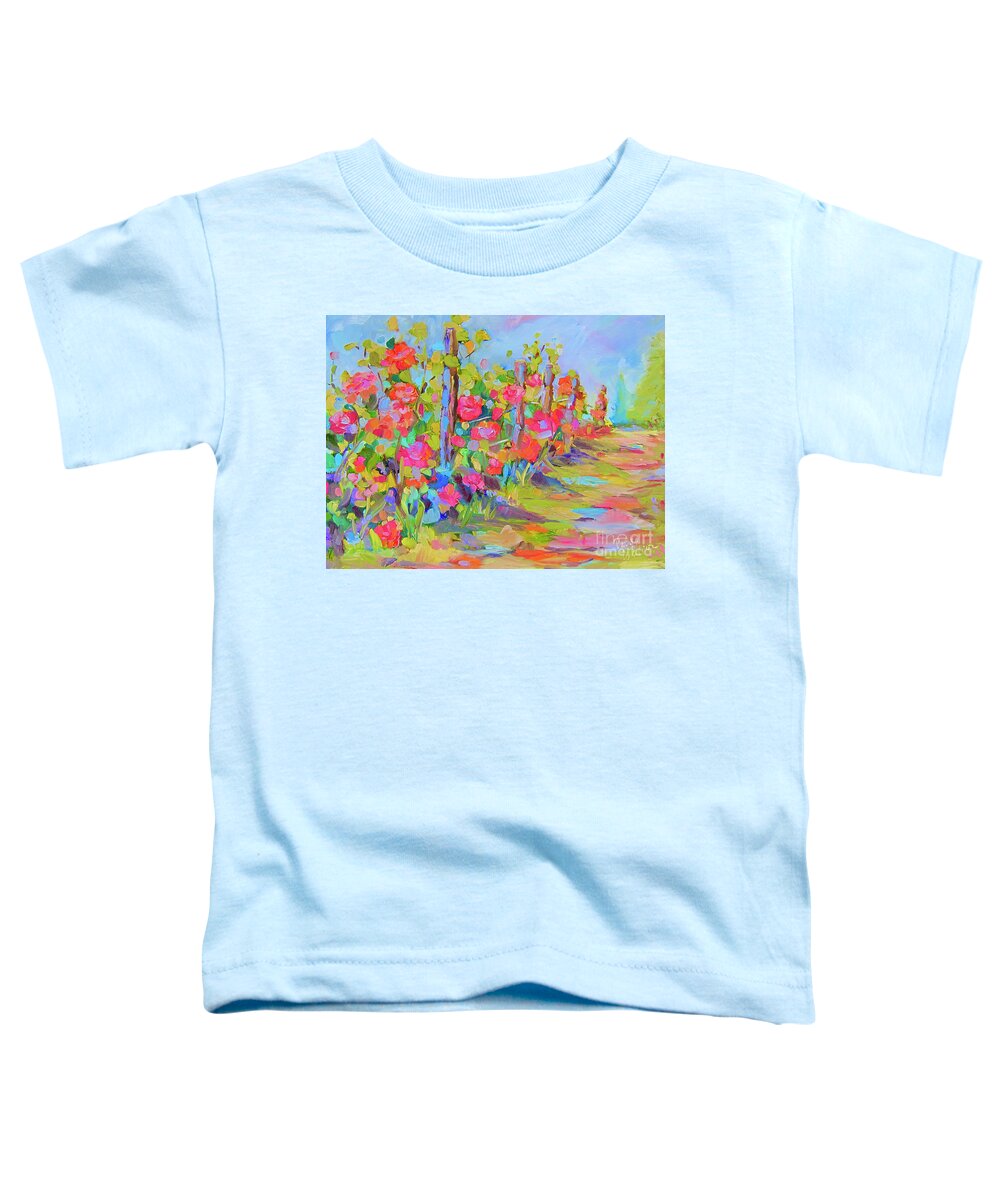 Path Flowers Fence Garden Toddler T-Shirt featuring the painting A Path Well Chosen by Patsy Walton
