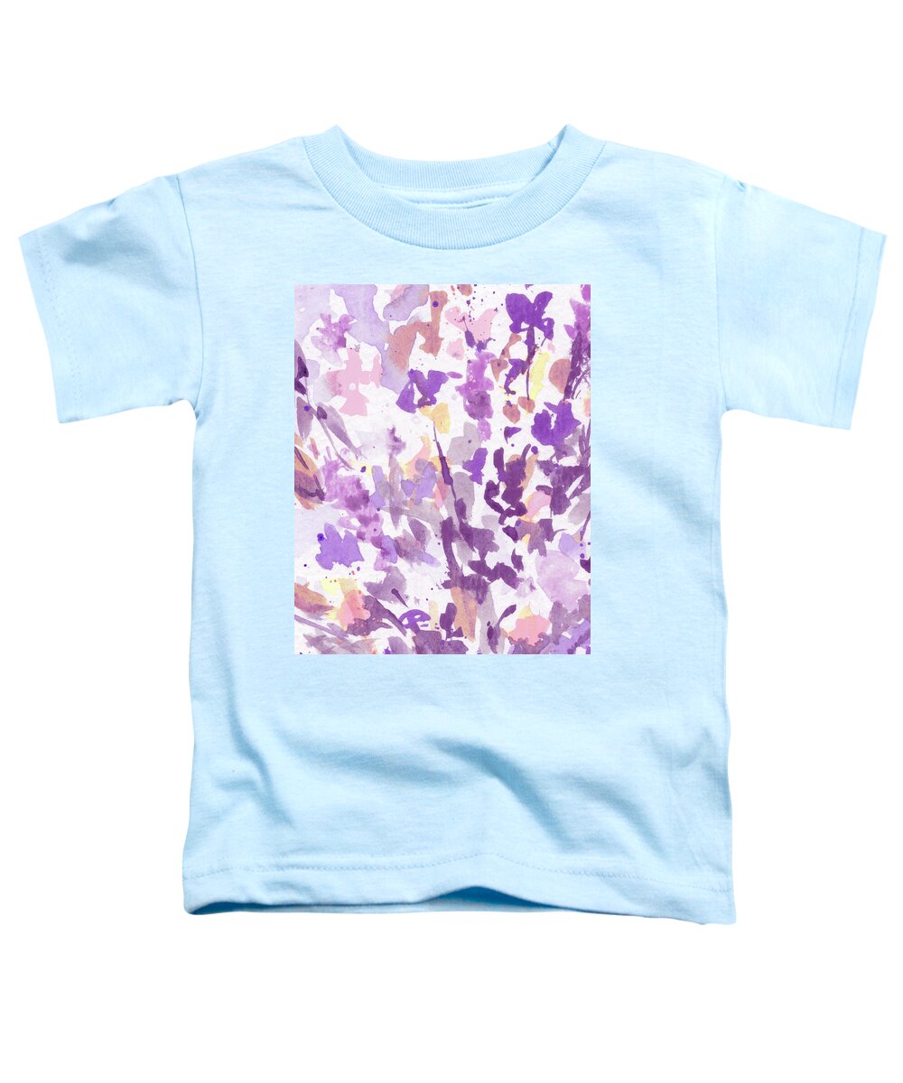 Abstract Flowers Toddler T-Shirt featuring the painting Abstract Purple Flowers The Burst Of Color Splash Of Watercolor I by Irina Sztukowski