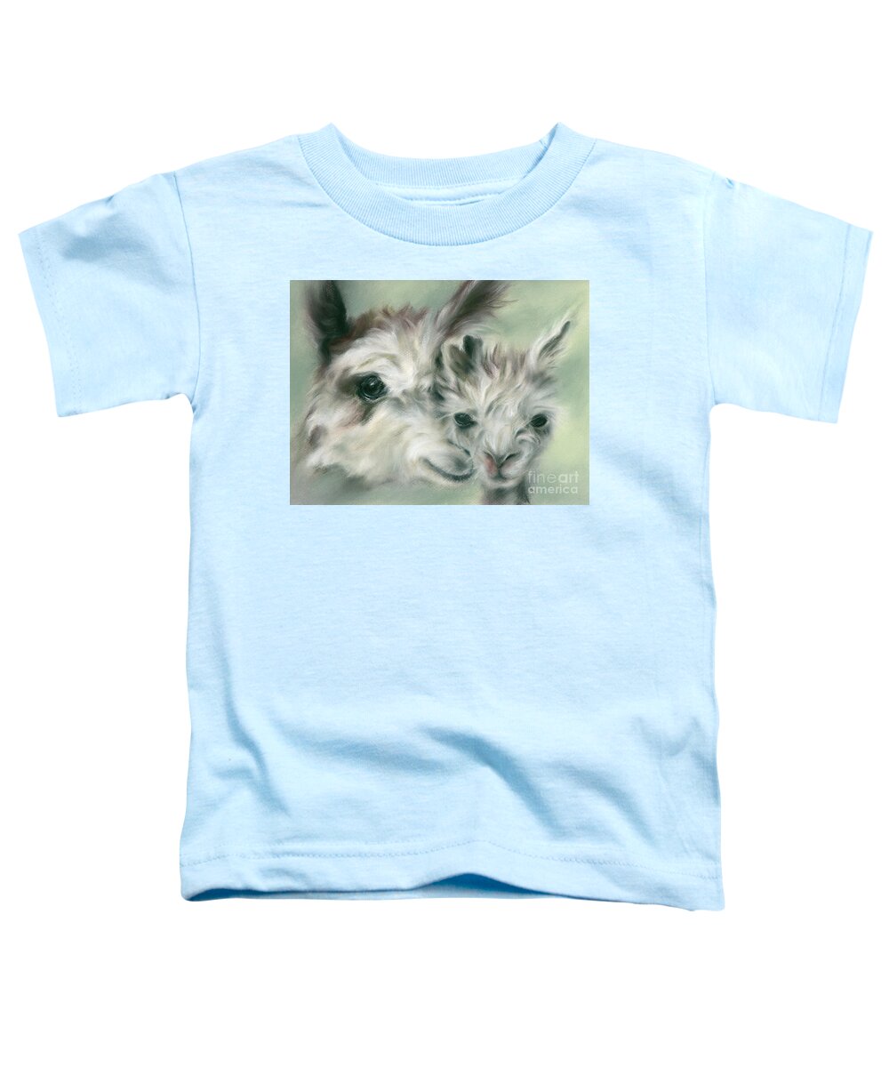 Animal Toddler T-Shirt featuring the painting Alpaca Youngster and Mother by MM Anderson