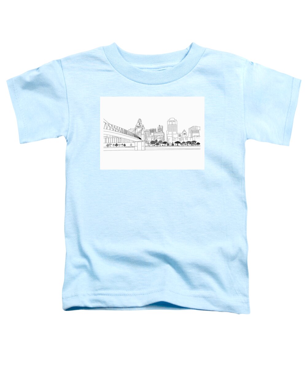 Cincinnat Toddler T-Shirt featuring the mixed media Another Drawig Cincinnati Skyline by Ed Taylor