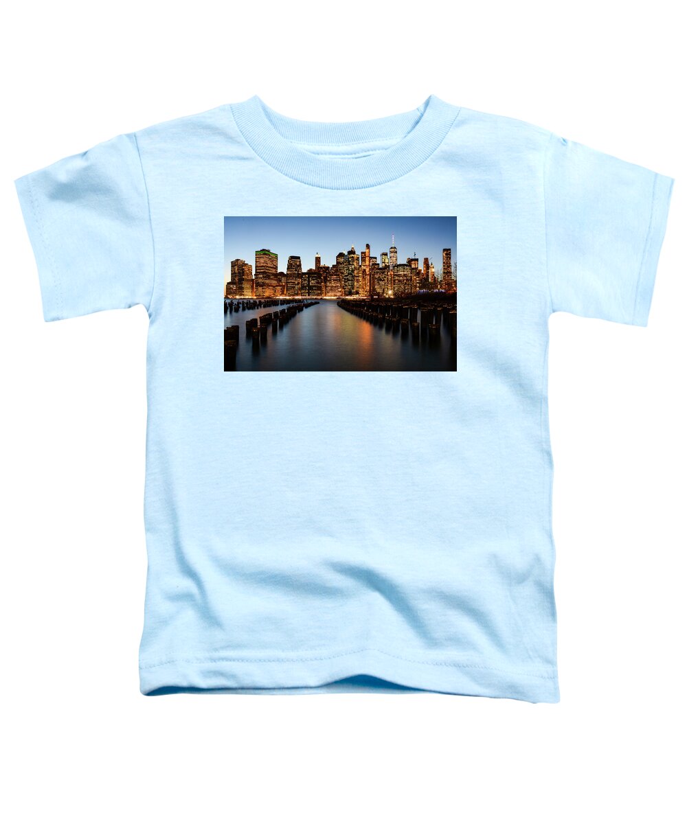 New York Toddler T-Shirt featuring the photograph Apple Empire - Lower Manhattan Skyline. New York City by Earth And Spirit