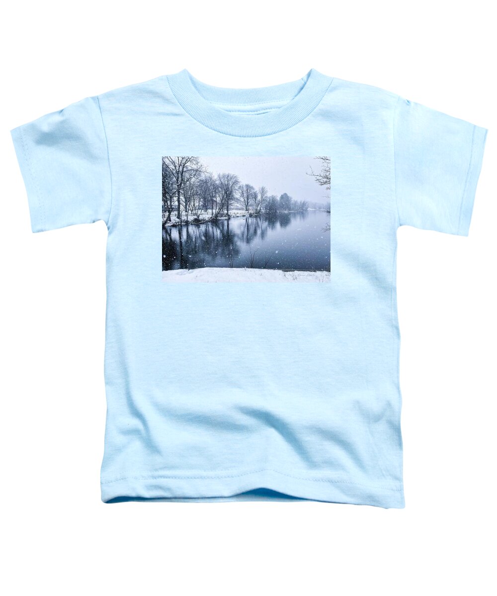 Rivers Toddler T-Shirt featuring the photograph April Snow on the White River by Donna Martin