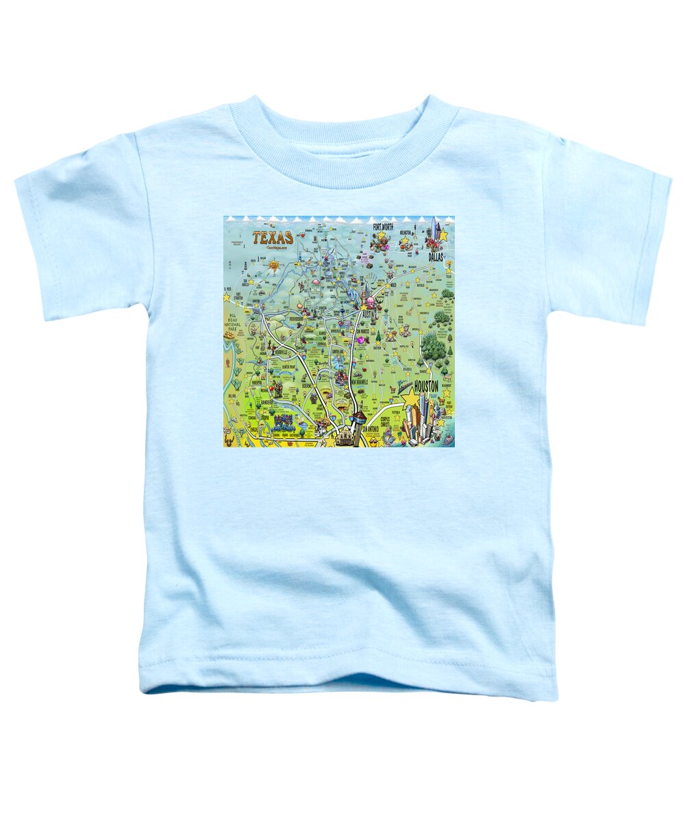 Texas Toddler T-Shirt featuring the digital art Texas Big Fun Map by Kevin Middleton