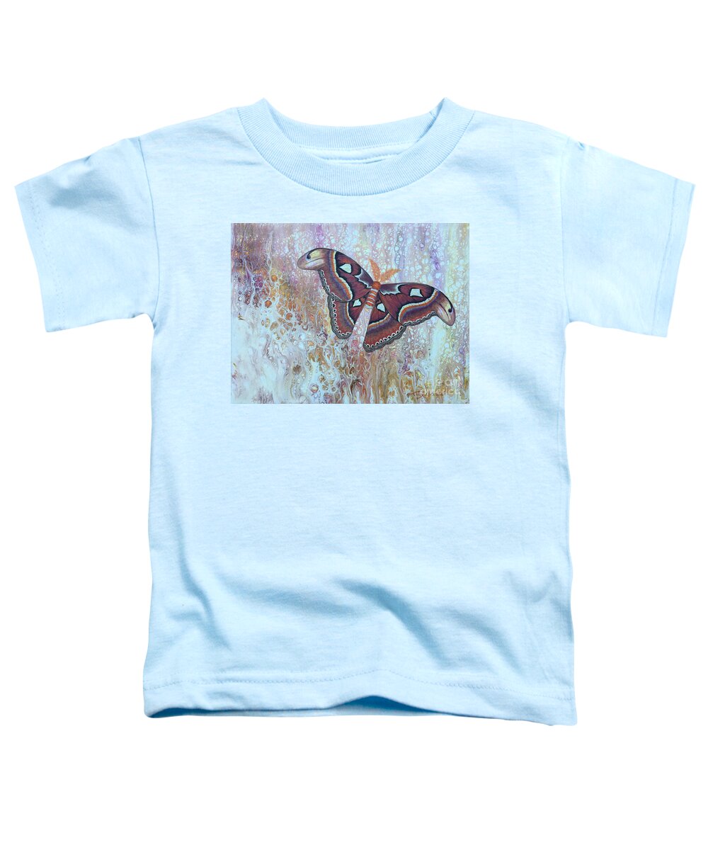 Moth Toddler T-Shirt featuring the painting Atlas Silk Moth by Lucy Arnold