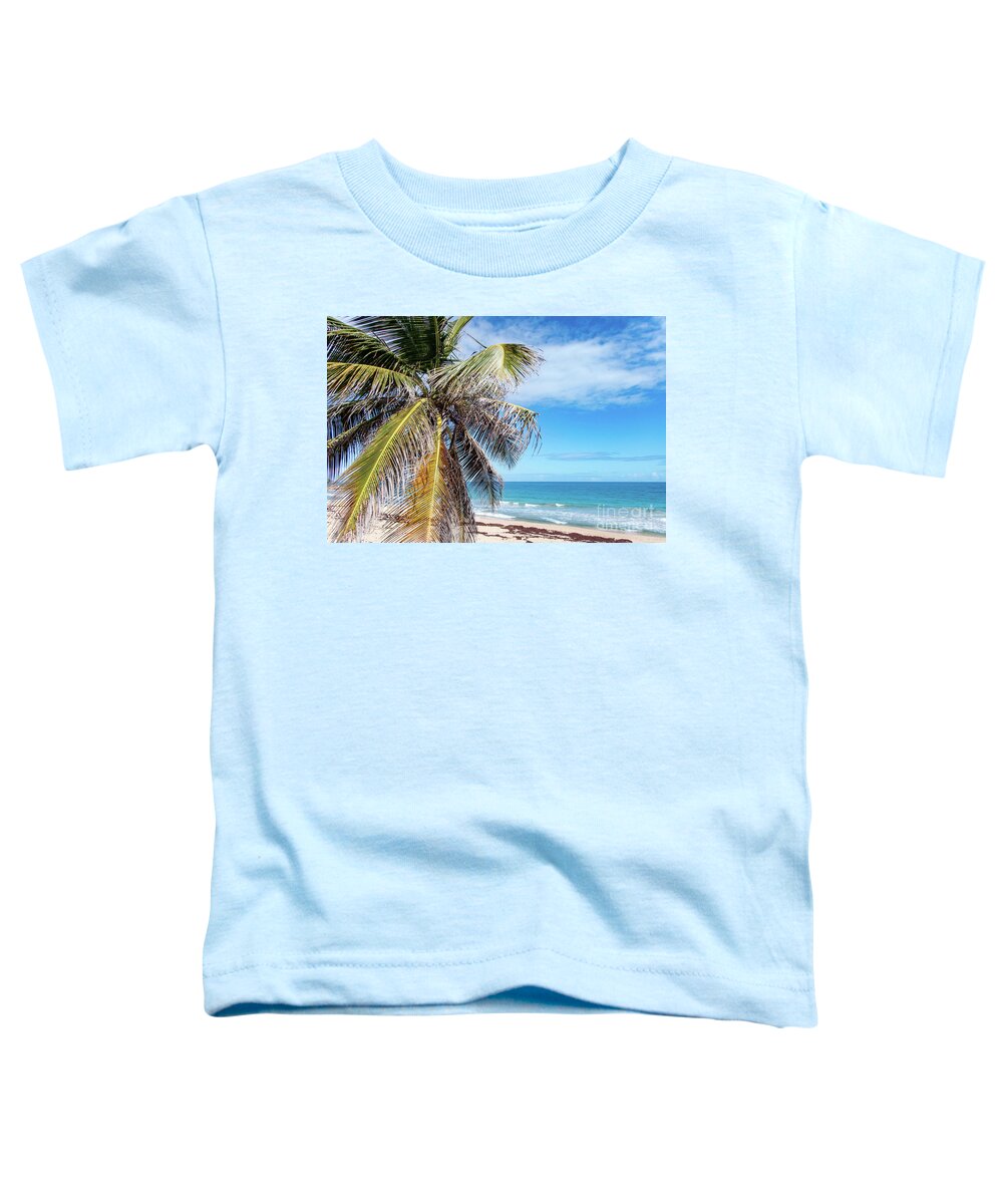 Condado Toddler T-Shirt featuring the photograph Beachy Palm Branches, Condado Beach, San Juan, Puerto Rico by Beachtown Views