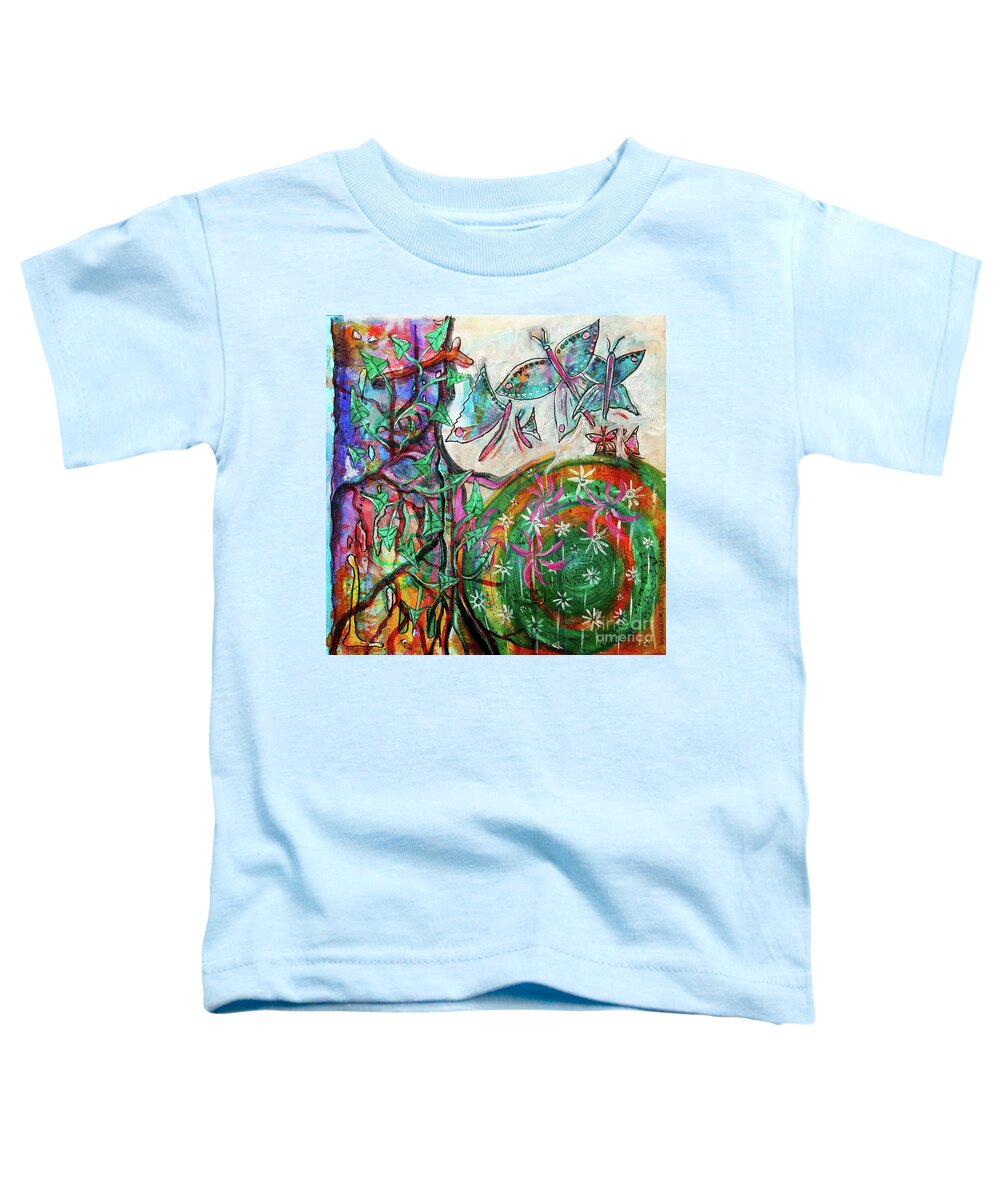Forest Toddler T-Shirt featuring the mixed media Beside The Fallen Tree by Mimulux Patricia No