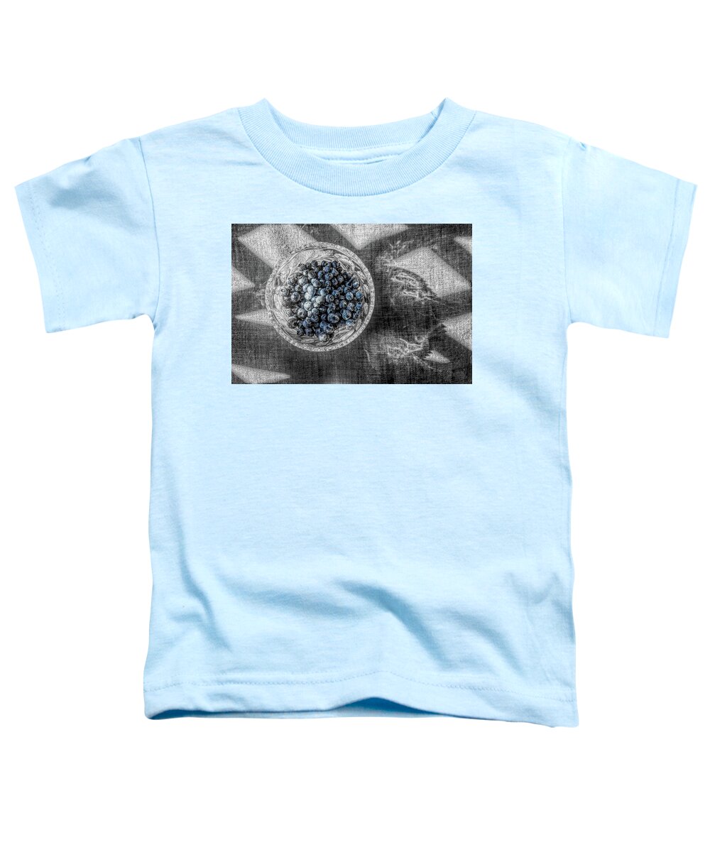 Black And White And Blueberry Toddler T-Shirt featuring the photograph Black and White and Blueberry by Sharon Popek