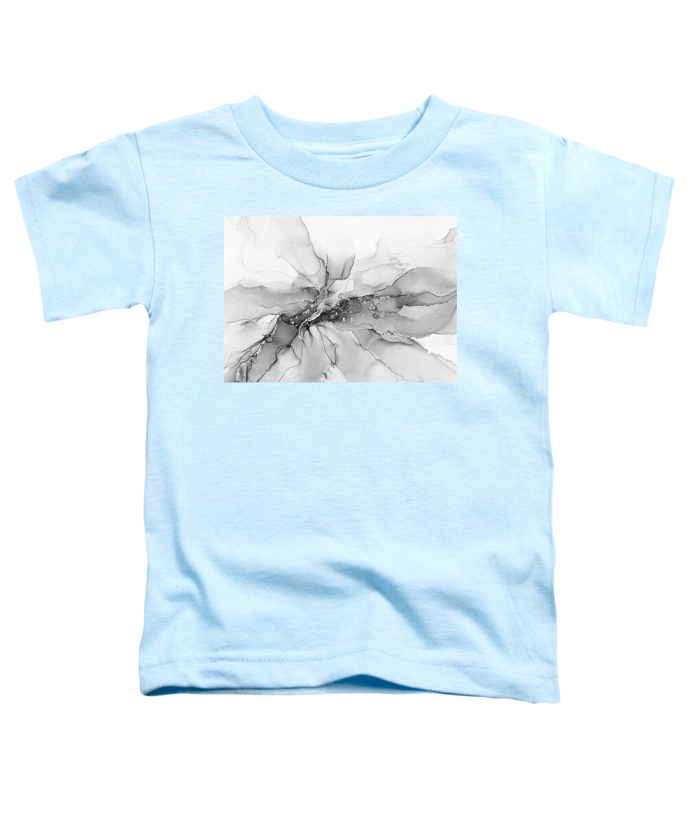 Ink Toddler T-Shirt featuring the painting Black and White Flowing Blooming Ink by Olga Shvartsur