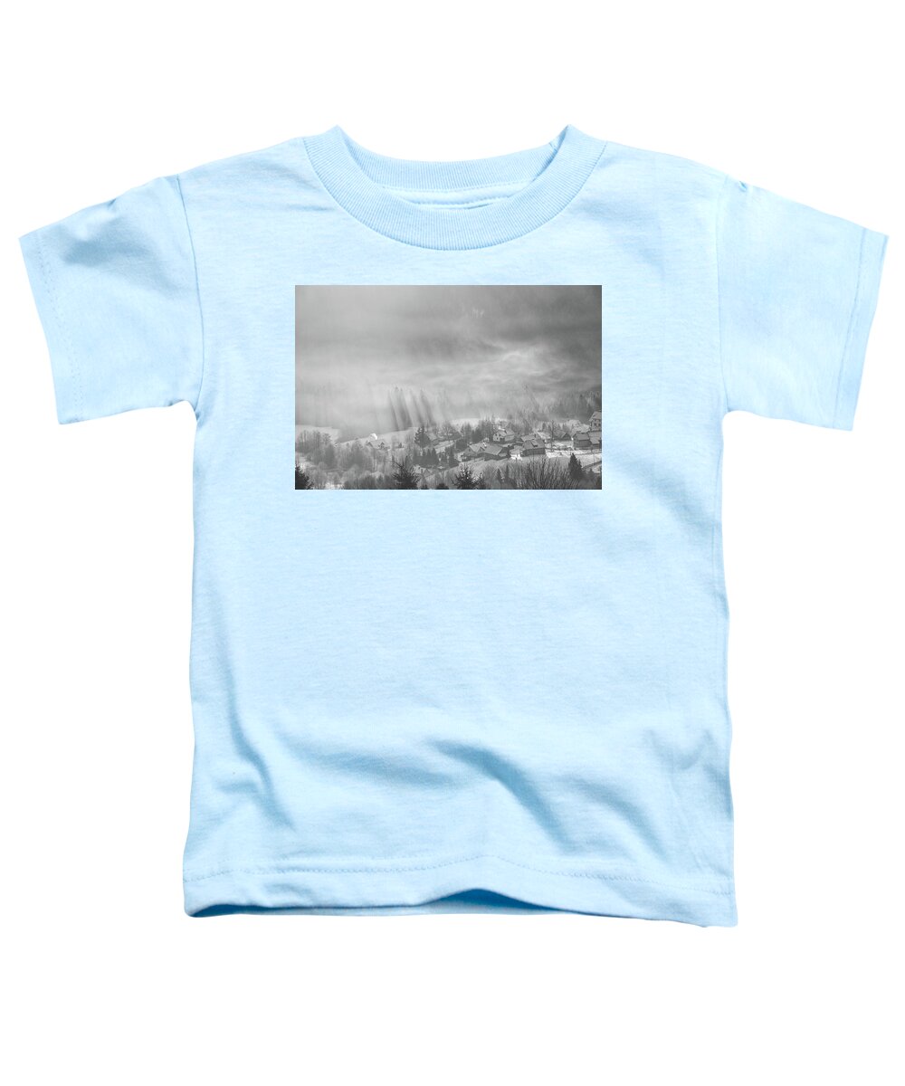 Landscape Toddler T-Shirt featuring the photograph Black and white sunrise by Vaclav Sonnek