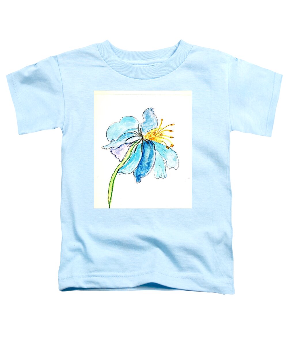 Enhances Our Throat Chakra Toddler T-Shirt featuring the painting Blue Lily by Margaret Welsh Willowsilk