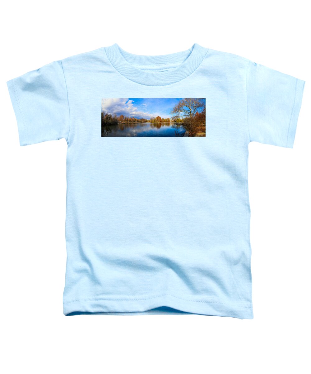 Water Toddler T-Shirt featuring the photograph Blue Sky and Clouds Over the Lake at Centennial Park by Marcus Jones