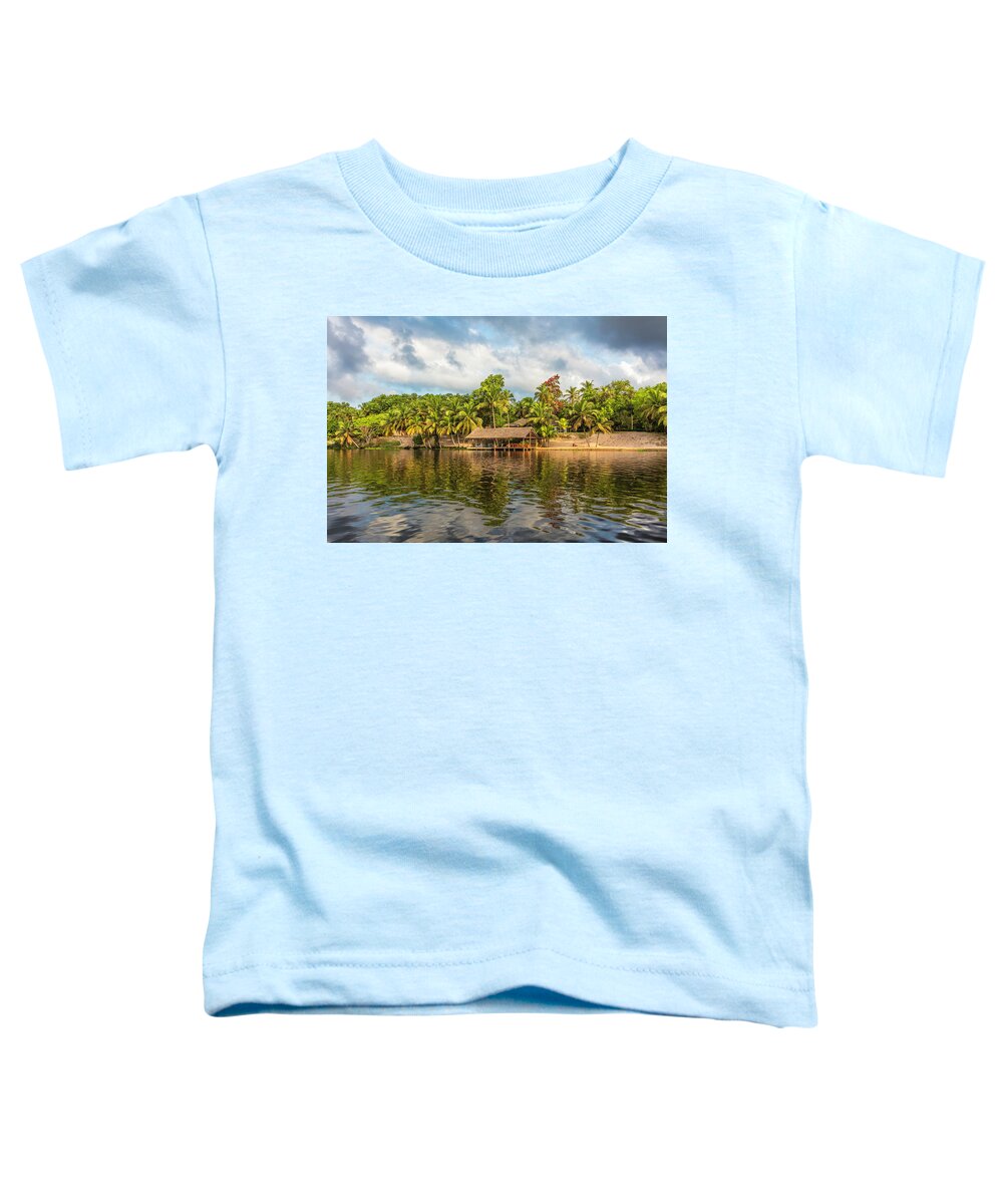 African Toddler T-Shirt featuring the photograph Boathouse in the Palms by Debra and Dave Vanderlaan