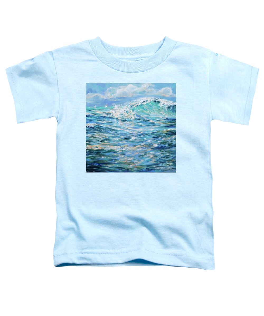Surf Toddler T-Shirt featuring the painting Bodysurfing Rolling Wave by Linda Olsen
