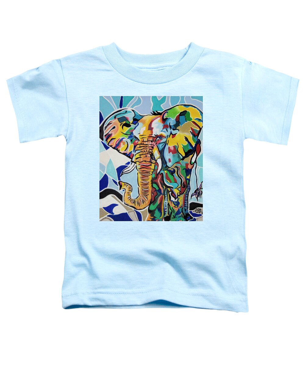 Elephant Toddler T-Shirt featuring the painting Bold Elephant by Chiquita Howard-Bostic