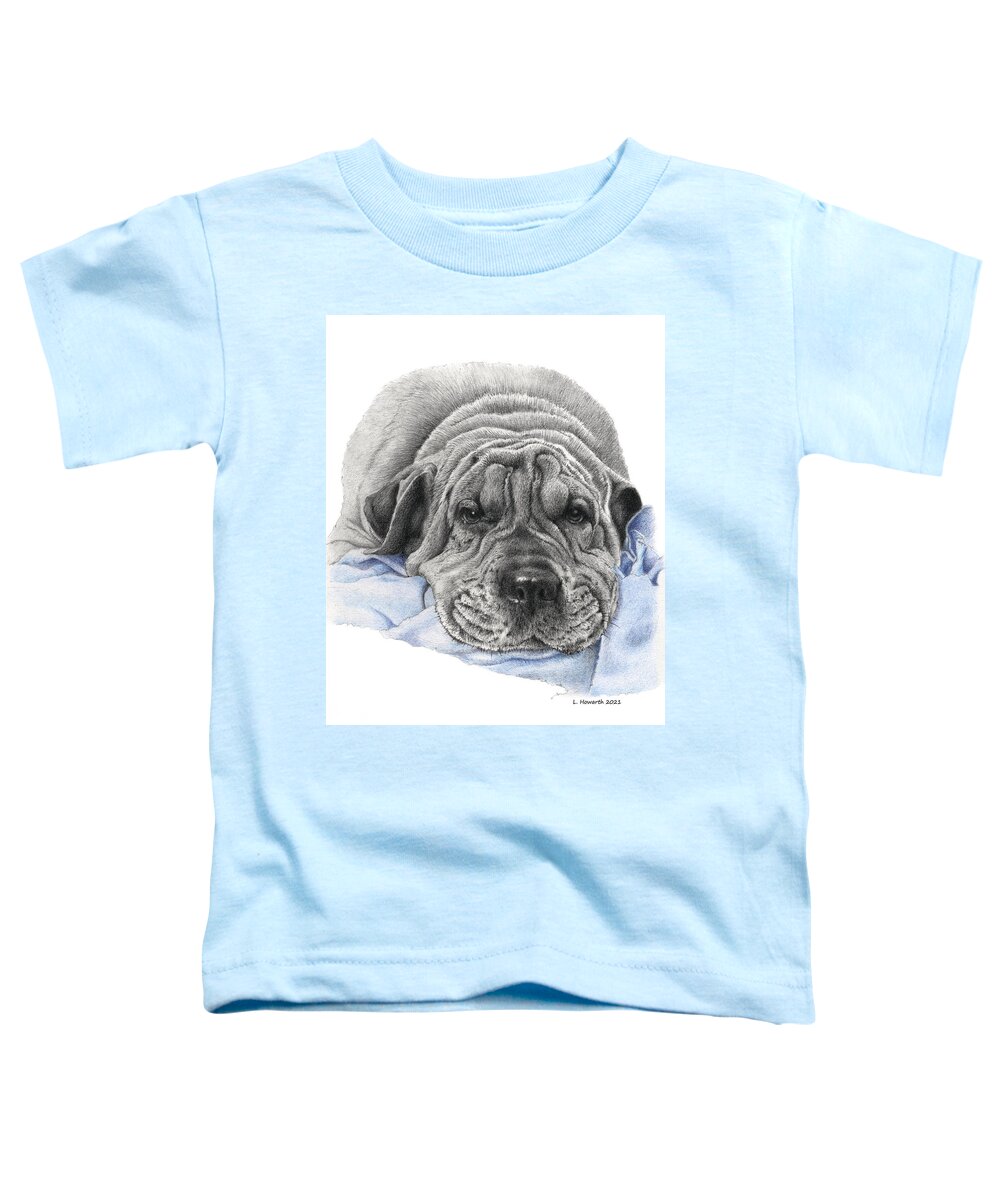 Dog Toddler T-Shirt featuring the drawing Bubba by Louise Howarth