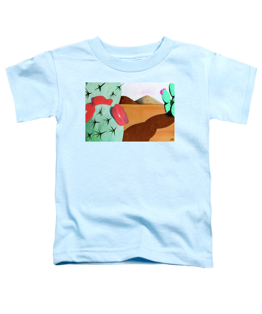 New Mexico Toddler T-Shirt featuring the painting Cacti Group Three by Ted Clifton