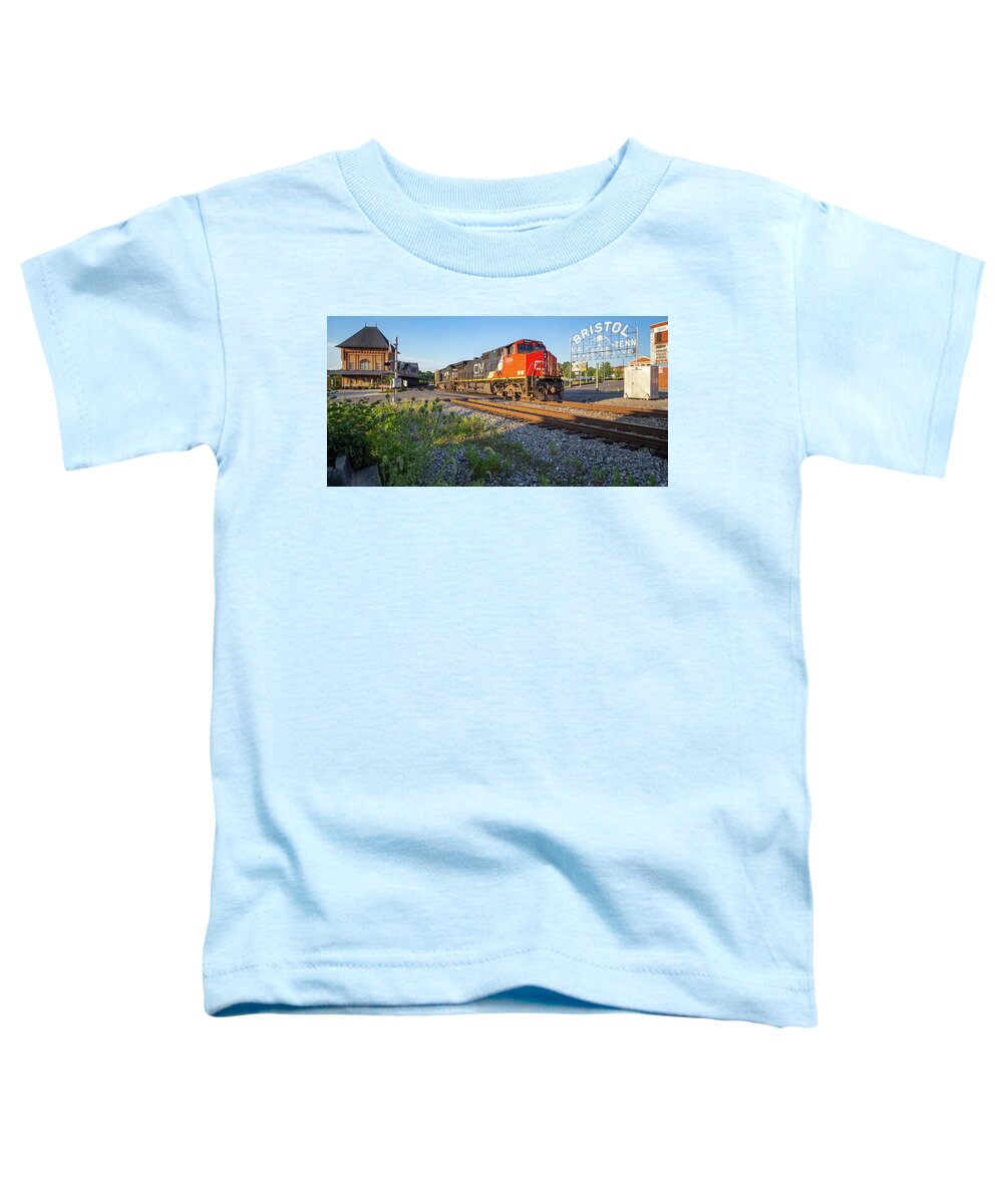 2016 Toddler T-Shirt featuring the photograph Canadian National at the Bristol Sign by Greg Booher