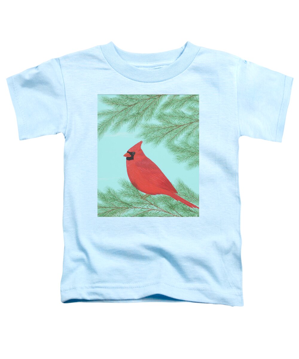 Wildlife Toddler T-Shirt featuring the painting Cardinal 1 by Doug Miller