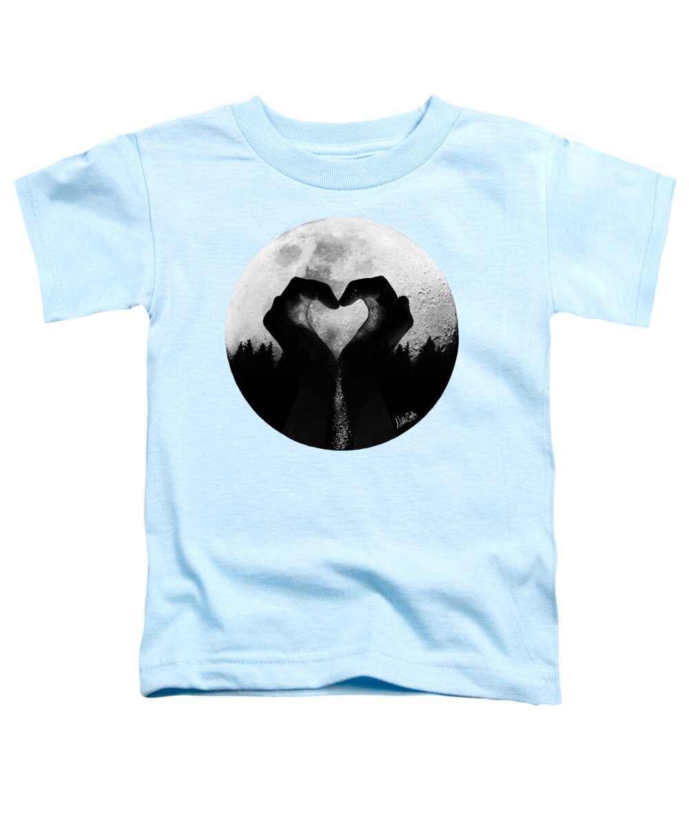Moonlight Toddler T-Shirt featuring the digital art Catching Moonlight in Black and White by Nikki Marie Smith
