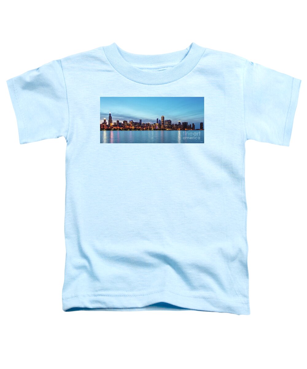 Chicago Toddler T-Shirt featuring the photograph Chicago Night Skyline by Jennifer White