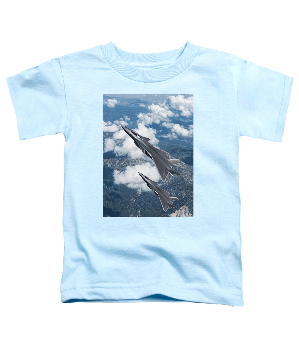 People's Liberation Army Air Force Toddler T-Shirt featuring the digital art Chinese J-20 Stealth Fighters by Erik Simonsen