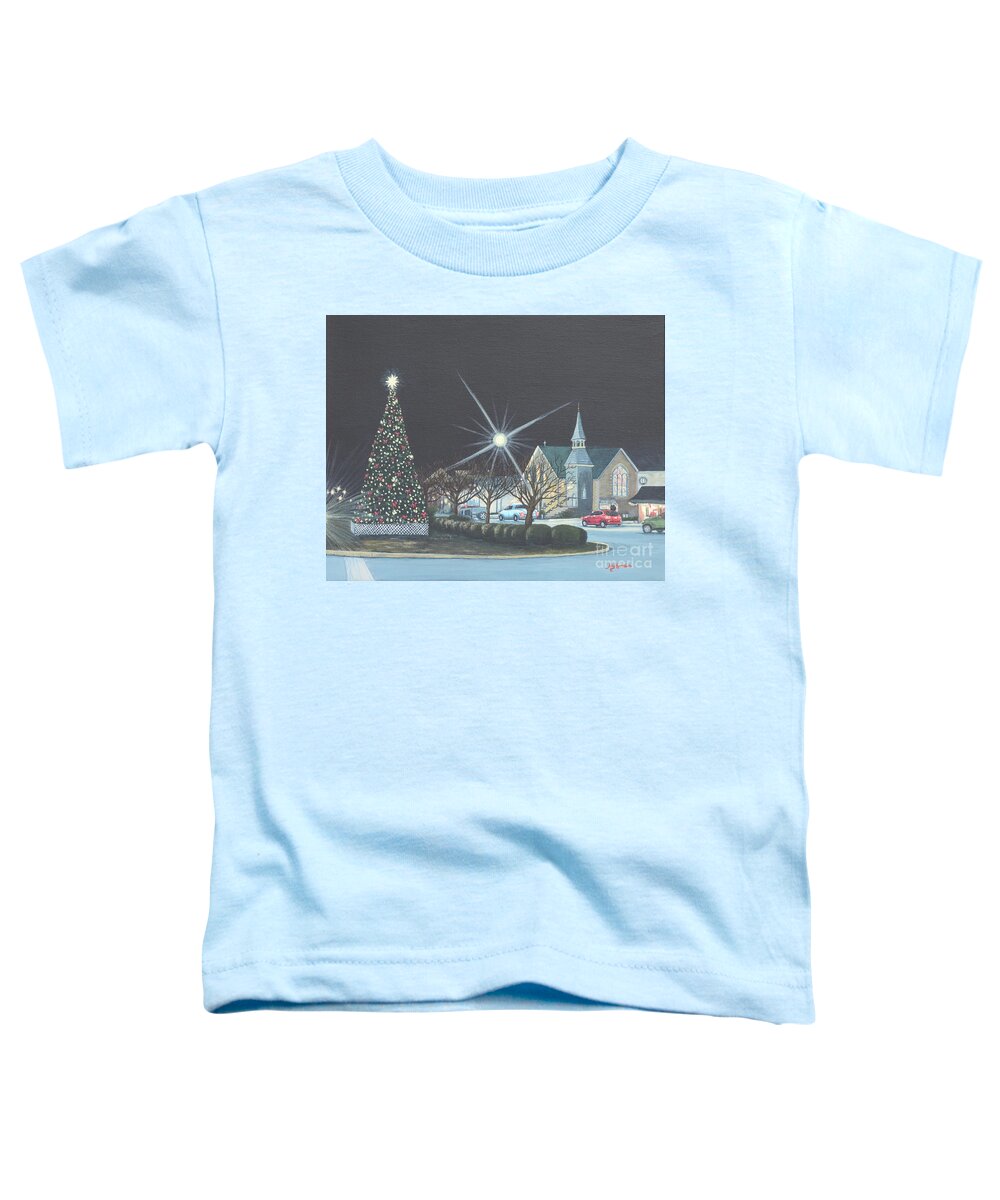 Christmastime Toddler T-Shirt featuring the painting Christmastime in Leonardtown by Aicy Karbstein