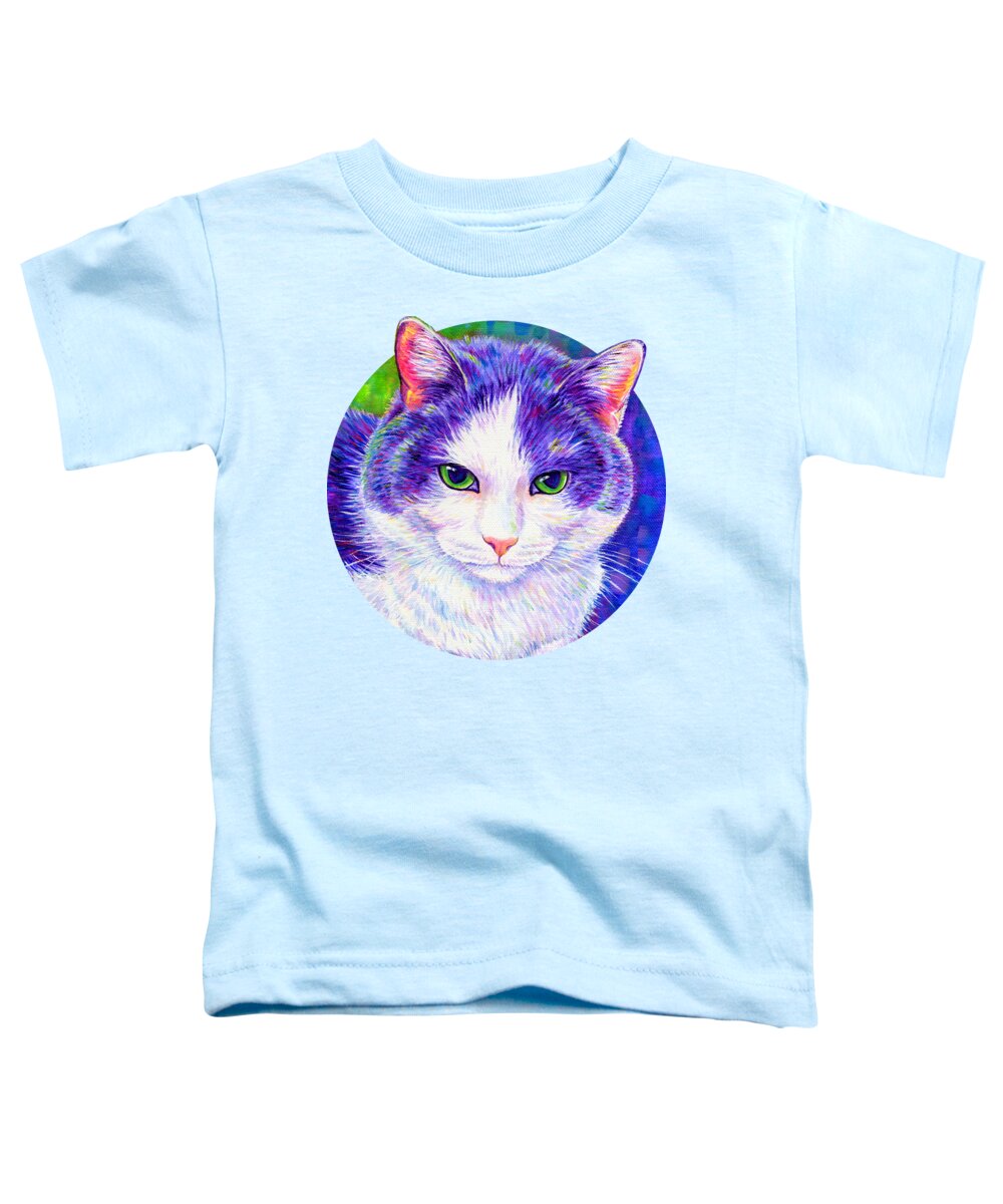 Cat Toddler T-Shirt featuring the painting Purple Tuxedo Cat by Rebecca Wang