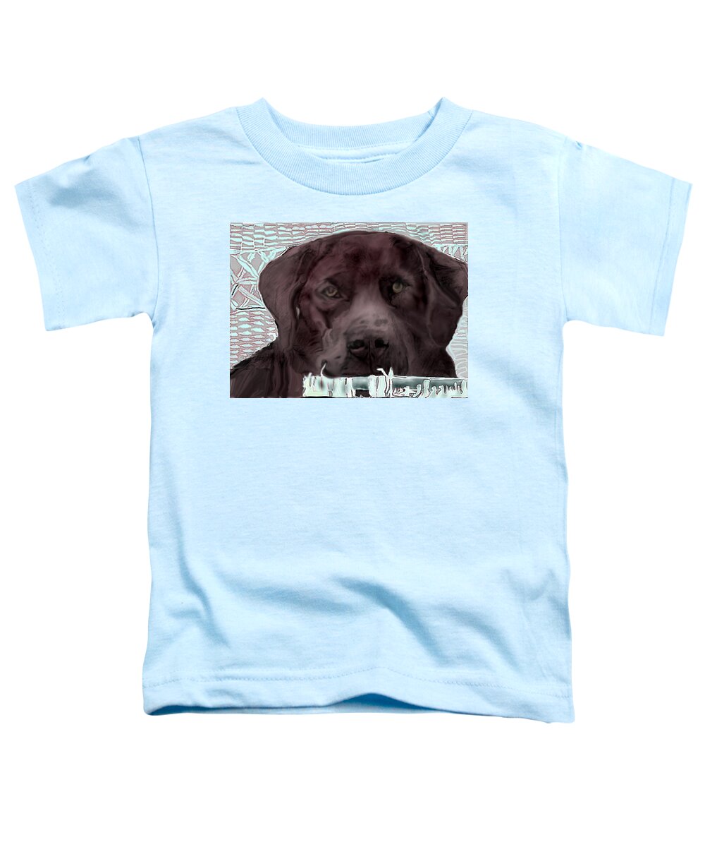 Chocolate Lab Drawing Toddler T-Shirt featuring the mixed media Contemplation by Pamela Calhoun