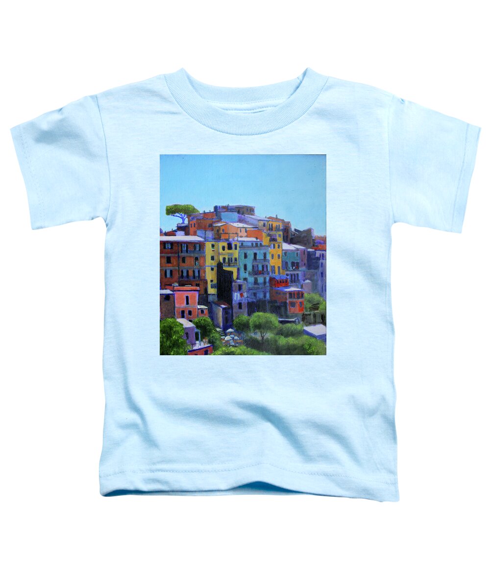 Cinque Terre Toddler T-Shirt featuring the painting Corniglia Bellisima by David Zimmerman