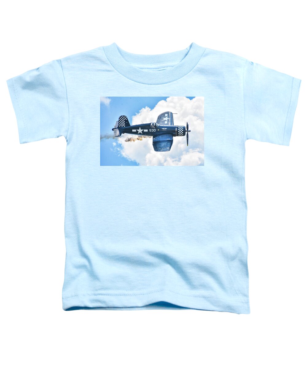 Aircraft Toddler T-Shirt featuring the photograph Corsair in the Clouds by Ed Stokes