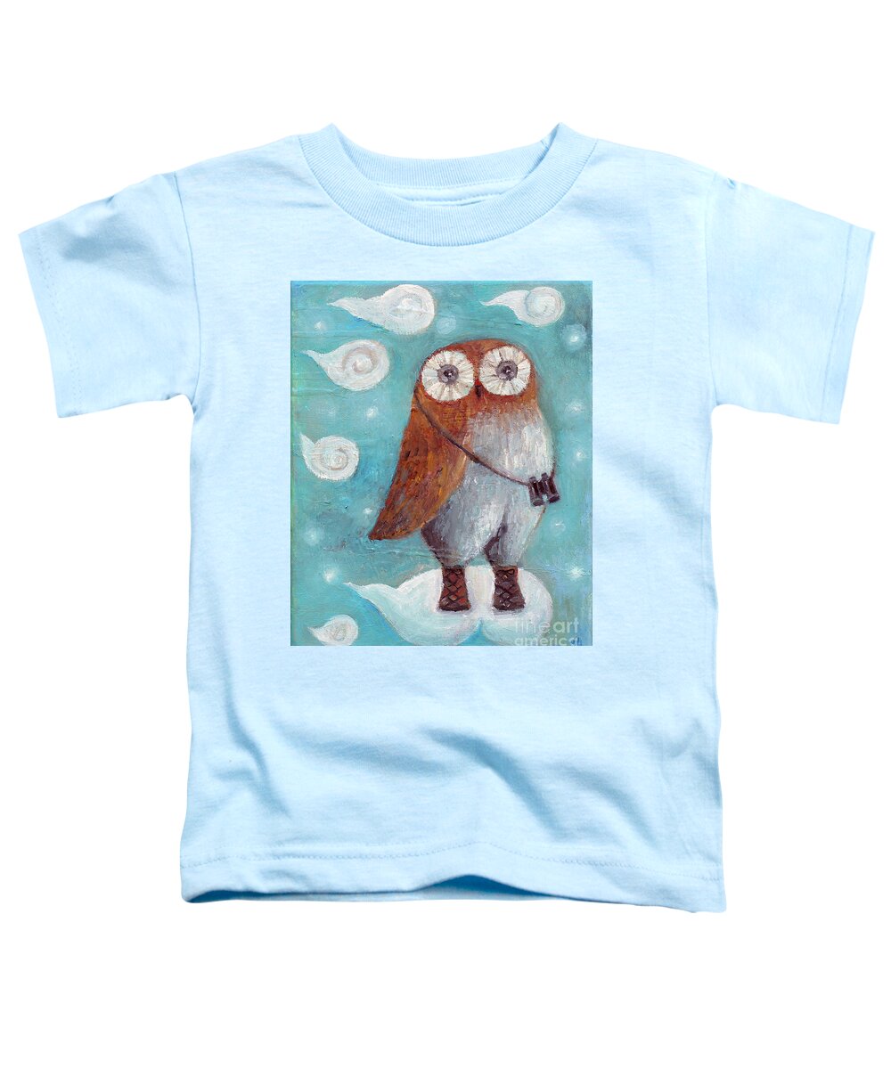 Curious Toddler T-Shirt featuring the painting Curious Hoot by Manami Lingerfelt